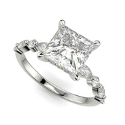 Julija Princess Cut Hidden Halo Shared Prong Claw Set Ring - Nivetta